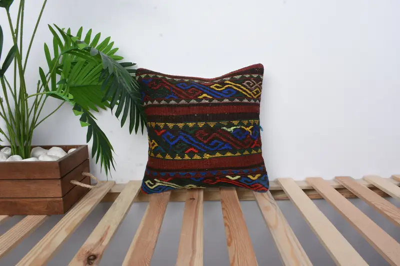 Handmade Throw Cushion Case, Pet Pillow, Pillow for Sofa, Pillow Cover, Gift Pillow, Boho Pillow, 14x14 Red Cushion Case, Southwestern Cushion Case - 1