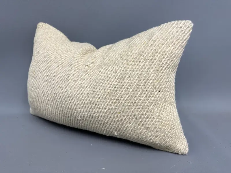 Pillow Cover, Kilim Rug Cushion, 12x20 Beige Pillow Cover, Turkish Kilim Pillow, Vintage Kilim Pillow, Rustic Pillow Cover, Kilim Cushion Sham - 3