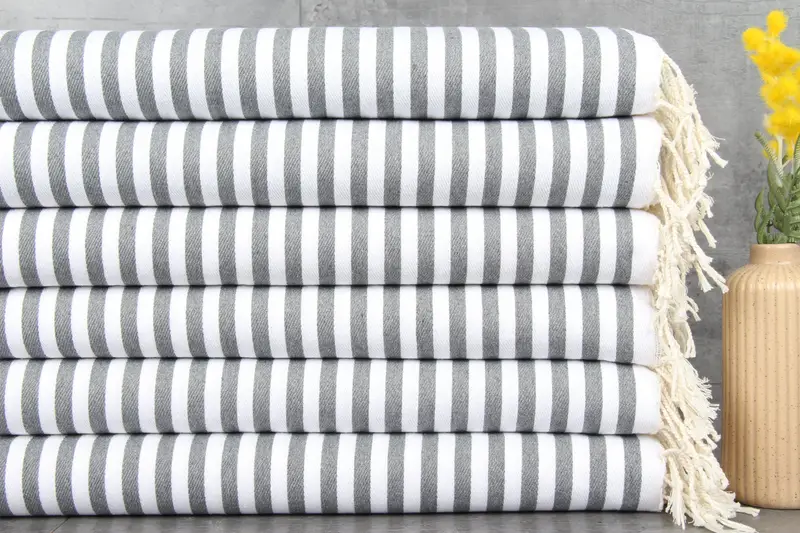 Monogram Kitchen Towel, Bachelorette Party Favor, 40x18 Cotton Striped Towel, Organic Towel, Summer Gift, Monogram Hand Towel, Bathroom Towels - 1