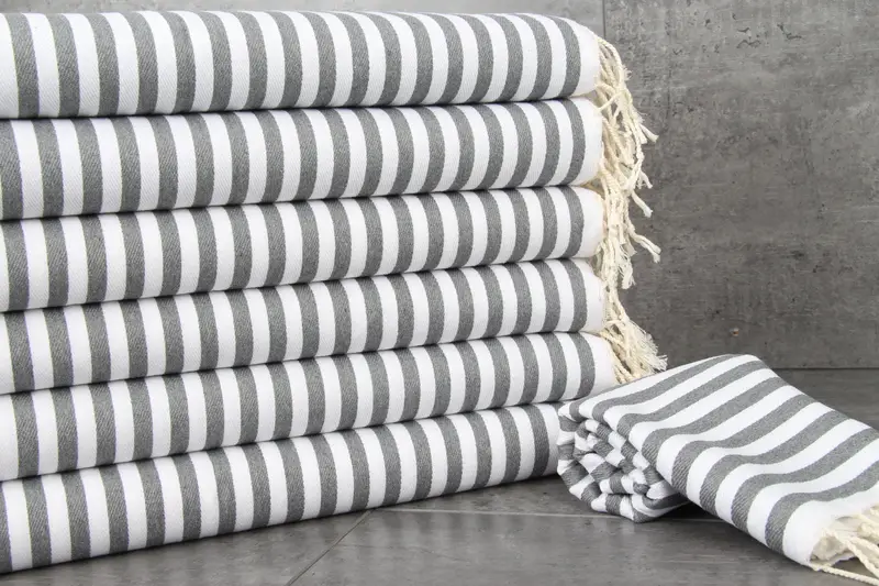 Monogram Kitchen Towel, Bachelorette Party Favor, 40x18 Cotton Striped Towel, Organic Towel, Summer Gift, Monogram Hand Towel, Bathroom Towels - 2