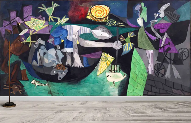 Pablo Picasso Night Fishing At Antibes Wall Art, Surreal Wall Poster, Night Fishing At Antibes Wall Mural, Famous Paper Craft, Abstract Art, - 2