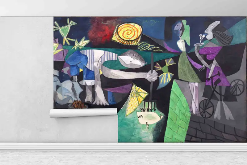 Pablo Picasso Night Fishing At Antibes Wall Art, Surreal Wall Poster, Night Fishing At Antibes Wall Mural, Famous Paper Craft, Abstract Art, - 1