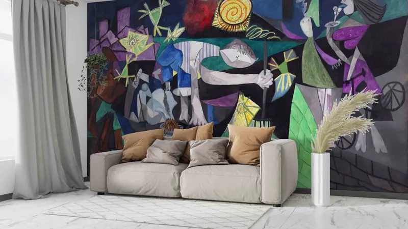 Pablo Picasso Night Fishing At Antibes Wall Art, Surreal Wall Poster, Night Fishing At Antibes Wall Mural, Famous Paper Craft, Abstract Art, - 6
