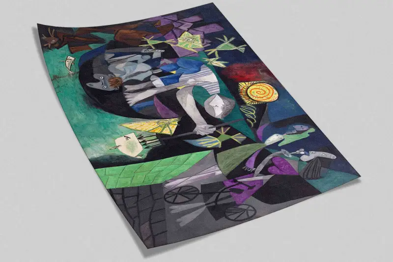 Pablo Picasso Night Fishing At Antibes Wall Art, Surreal Wall Poster, Night Fishing At Antibes Wall Mural, Famous Paper Craft, Abstract Art, - 3