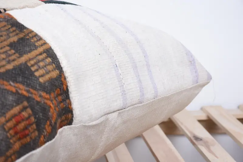 Ethnical Kilim Rug Pillow, Natural Cushion Cover, Antique Pillows, 28x28 Beige Cushion Cover, Pillow, Boho Pillow, Crochet Pattern Cushion Cover - 7