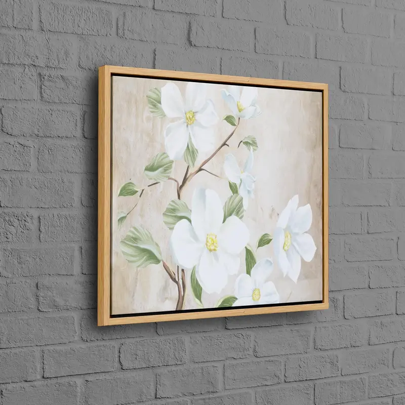 エレガントなデイジーと白い花の植物キャンバス プリント