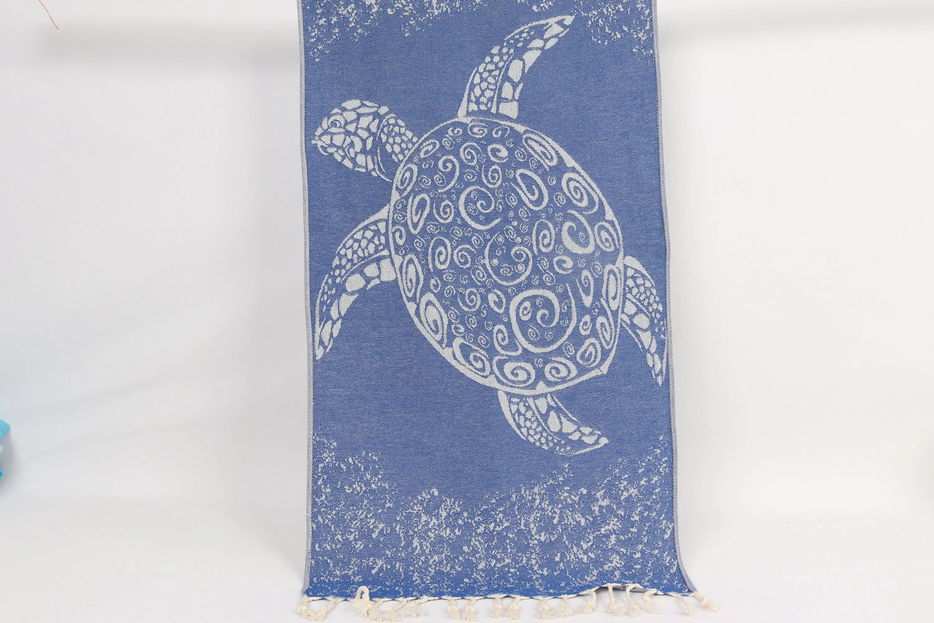 Toalla de mano turca de algodón azul Saxofón, 18x36 pulgadas - 1
