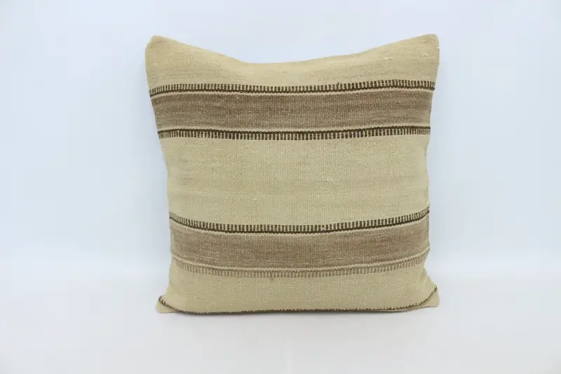 Neutral Throw Cushion Cover, Kilim Pillow Cover, 28x28 Beige Pillow Case, Throw Kilim Pillow, Cushion Case, Crochet Pattern Pillow Sham, Gift Pillow - 1