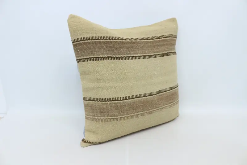 Neutral Throw Cushion Cover, Kilim Pillow Cover, 28x28 Beige Pillow Case, Throw Kilim Pillow, Cushion Case, Crochet Pattern Pillow Sham, Gift Pillow - 3
