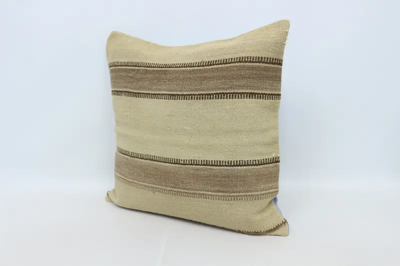 Neutral Throw Cushion Cover, Kilim Pillow Cover, 28x28 Beige Pillow Case, Throw Kilim Pillow, Cushion Case, Crochet Pattern Pillow Sham, Gift Pillow - 4