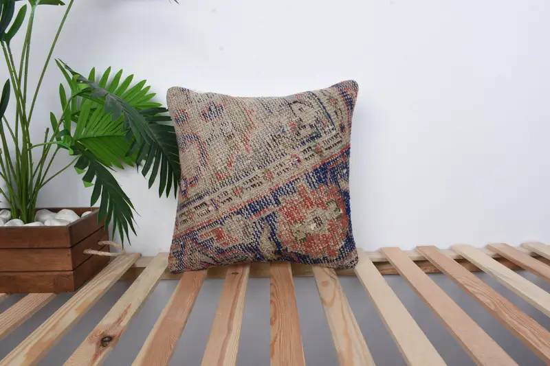 16x16 Blue Cushion Case, Boho Pillow, Pillow Case, Bright Cushion Case, Floor Pillow Sham, Pillow for Sofa, Accent Cushion Cover, Pillow for Couch - 1