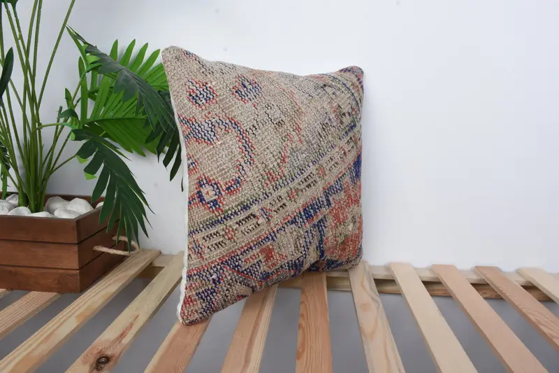 16x16 Blue Cushion Case, Boho Pillow, Pillow Case, Bright Cushion Case, Floor Pillow Sham, Pillow for Sofa, Accent Cushion Cover, Pillow for Couch - 4
