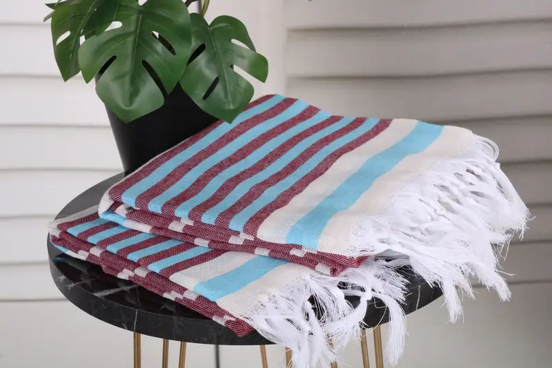Beach Wedding Favor, Sand-resistant towel, Organic Turkish towel, Bachelor Party Gifts, Monogram Towels, Quick-dry towel, 68x40 Cotton Striped Towel - 3