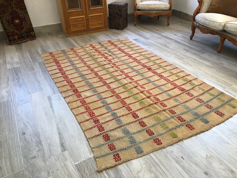 Zarif Bej Halı, 4,58x7,33 ft Sağlam Konfor