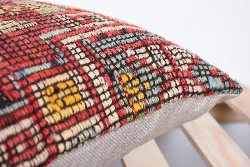 Sustainable Pillow Cover, 16x16 Red Pillow Case, Cushion Case, Aesthetic Cushion Case, Kilim Pillow, Boho Pillow, Boho Pillow Sham Cover - 7