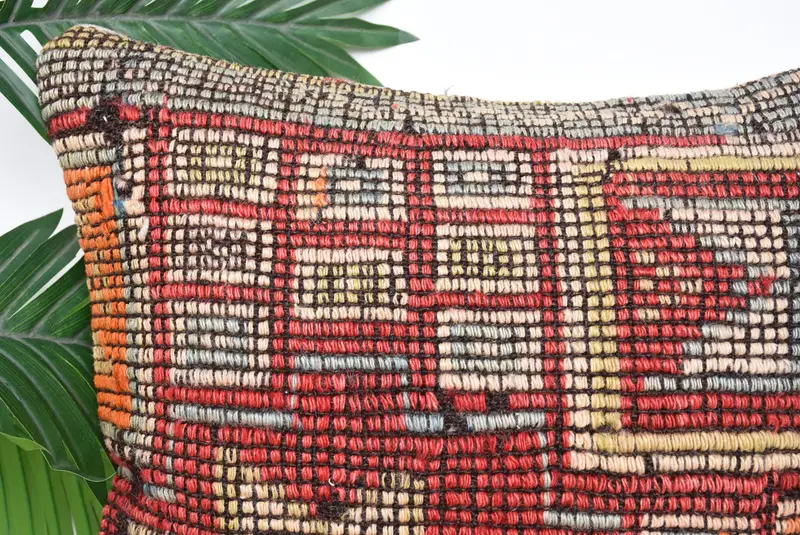 Sustainable Pillow Cover, 16x16 Red Pillow Case, Cushion Case, Aesthetic Cushion Case, Kilim Pillow, Boho Pillow, Boho Pillow Sham Cover - 2