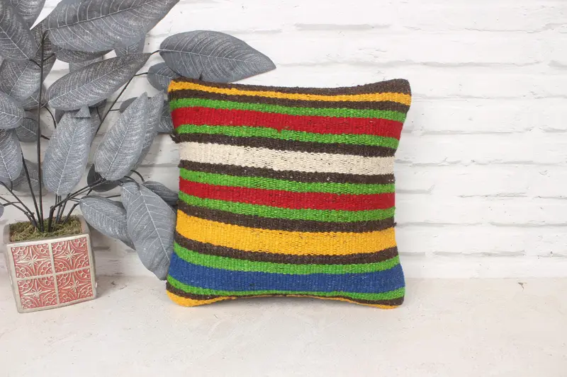 Nomadic Cushion, Turkish Pillow, Pillow for Sofa, 14x14 Red Pillow Case, Pillow Cover, Turkish Corner Cushion Cover, Antique Pillows - 1