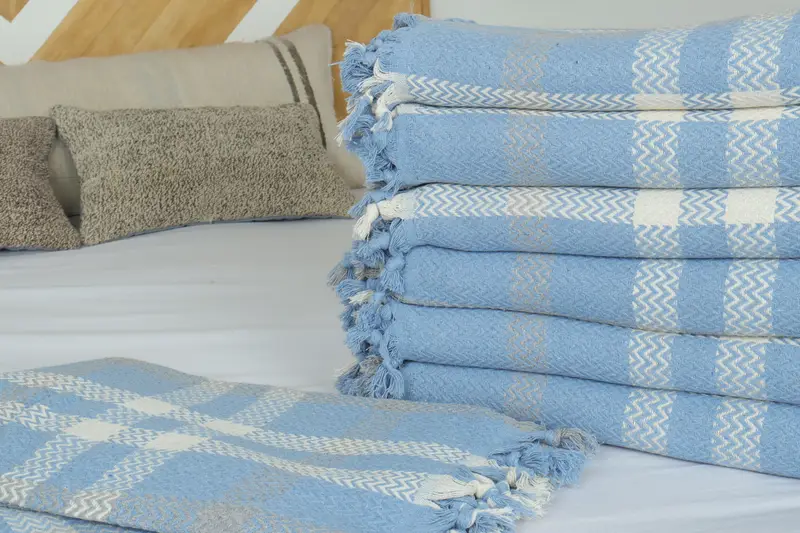 Aesthetic Blanket, Throw Blanket, Grandma Gift, Customized Turkish Blanket, 90x80 Cotton Striped Towel, Monogram Blanket, Woven Throw Blanket - 3