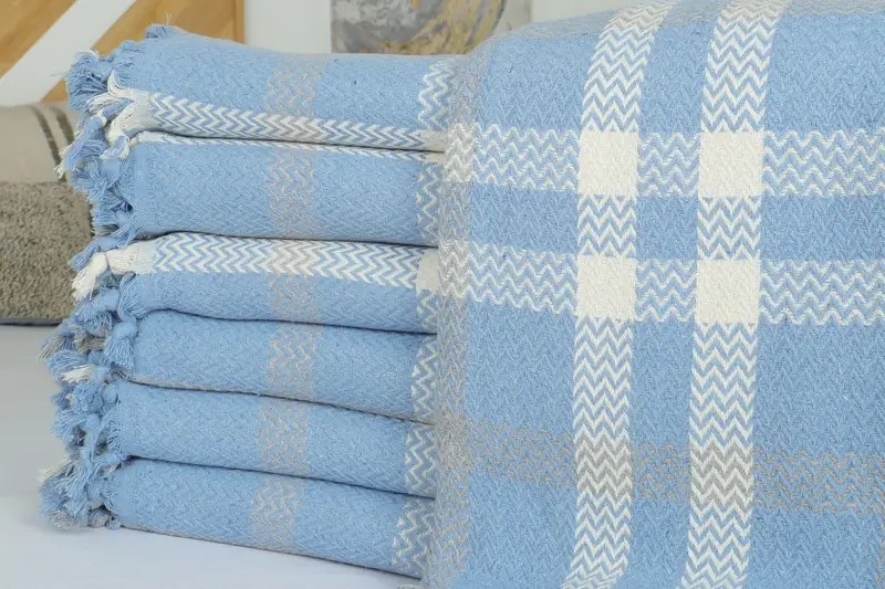 Aesthetic Blanket, Throw Blanket, Grandma Gift, Customized Turkish Blanket, 90x80 Cotton Striped Towel, Monogram Blanket, Woven Throw Blanket - 2