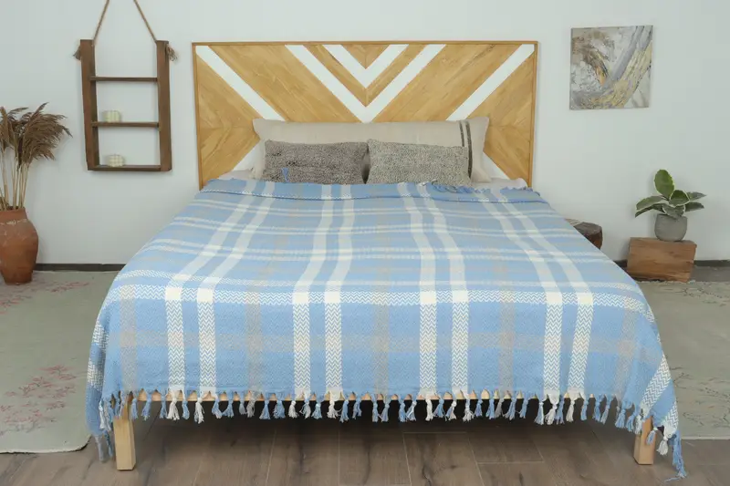 Aesthetic Blanket, Throw Blanket, Grandma Gift, Customized Turkish Blanket, 90x80 Cotton Striped Towel, Monogram Blanket, Woven Throw Blanket - 1