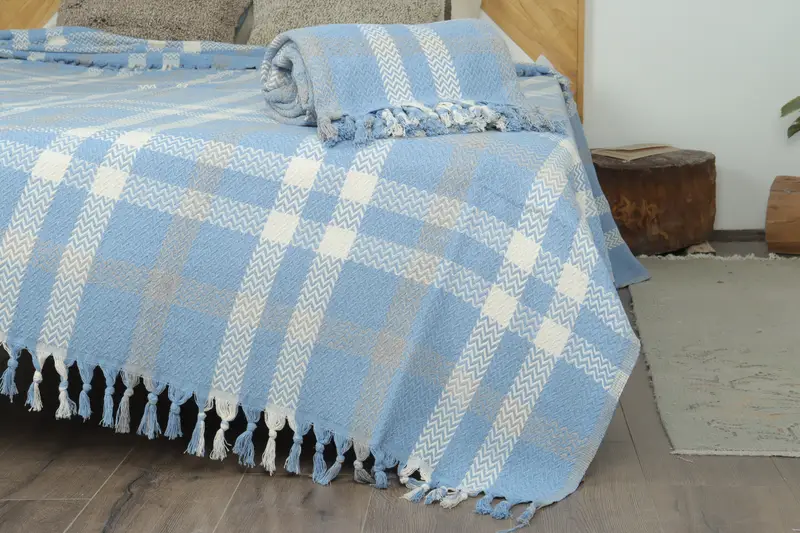Aesthetic Blanket, Throw Blanket, Grandma Gift, Customized Turkish Blanket, 90x80 Cotton Striped Towel, Monogram Blanket, Woven Throw Blanket - 7