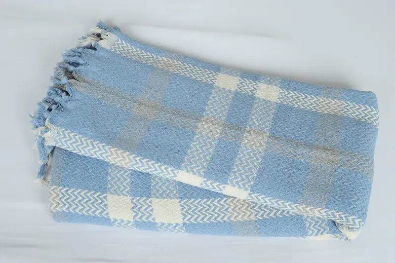 Aesthetic Blanket, Throw Blanket, Grandma Gift, Customized Turkish Blanket, 90x80 Cotton Striped Towel, Monogram Blanket, Woven Throw Blanket - 6