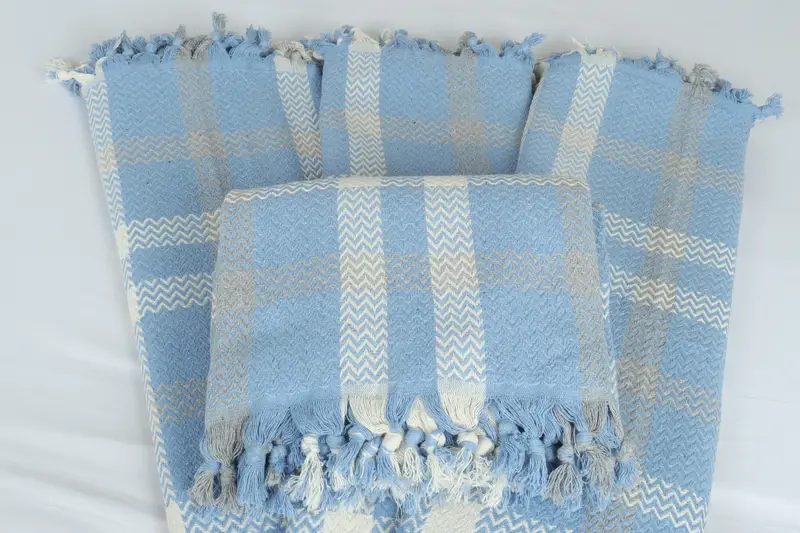 Aesthetic Blanket, Throw Blanket, Grandma Gift, Customized Turkish Blanket, 90x80 Cotton Striped Towel, Monogram Blanket, Woven Throw Blanket - 5