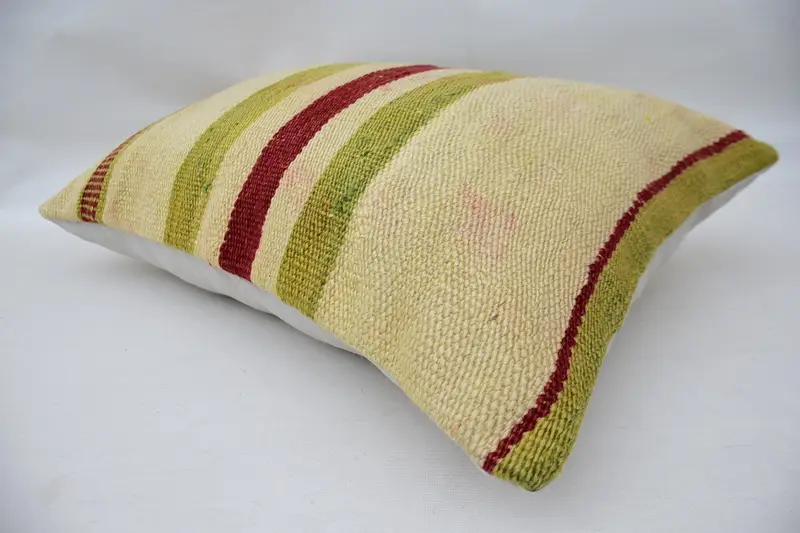 Turkish Pillow, Bolster Throw Pillow, Kilim Cushion Sham, Pillow for Sofa, Aztec Pillow Sham, 16x24 Beige Pillow, Car Cushion, Pillow - 6