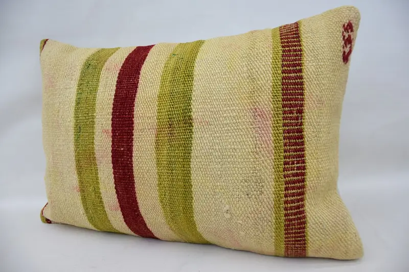 Turkish Pillow, Bolster Throw Pillow, Kilim Cushion Sham, Pillow for Sofa, Aztec Pillow Sham, 16x24 Beige Pillow, Car Cushion, Pillow - 3