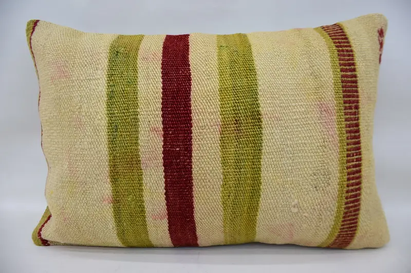 Turkish Pillow, Bolster Throw Pillow, Kilim Cushion Sham, Pillow for Sofa, Aztec Pillow Sham, 16x24 Beige Pillow, Car Cushion, Pillow - 1