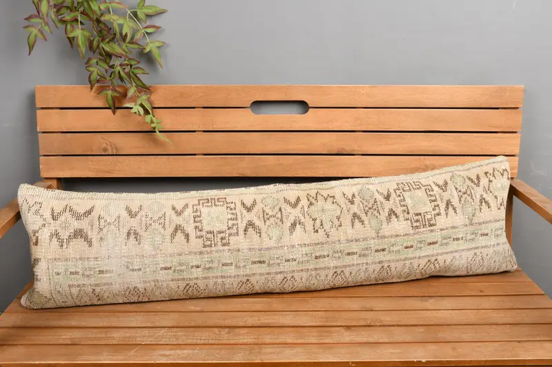 Almohada de tiro del suroeste beige y marrón, almohada rectangular hecha a mano
