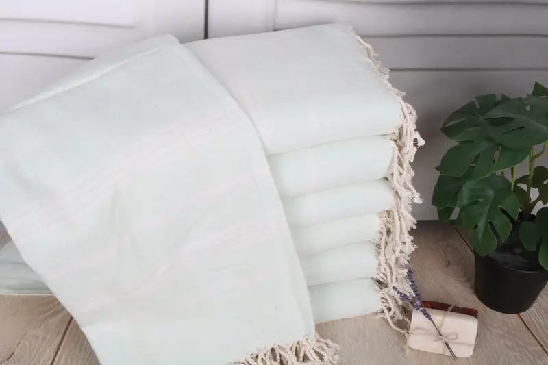 Mint Striped Turkish Cotton Towel, 40x71 Inches