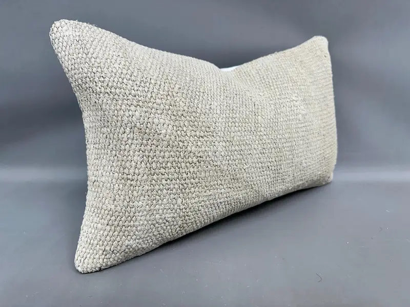 Handmade Kilim Cushion, Cushion Cover, 12x20 Beige Pillow Sham, Vintage Pillow, Seat Cushion, Cozy Throw Pillow Sham, Interior Designer Pillow - 2