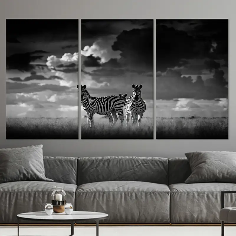 Kanvas Tablo Zarif Siyah & Beyaz Zebra Çift