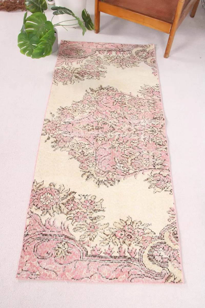 Pink & Beige Striped Rug, 2.5x5.9 ft Chic Decor