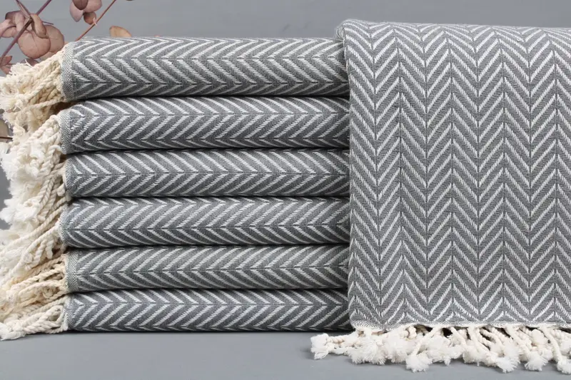 Wedding Gift Towels Turkish Beach Towel Beige Chevron, 40x71 Inches