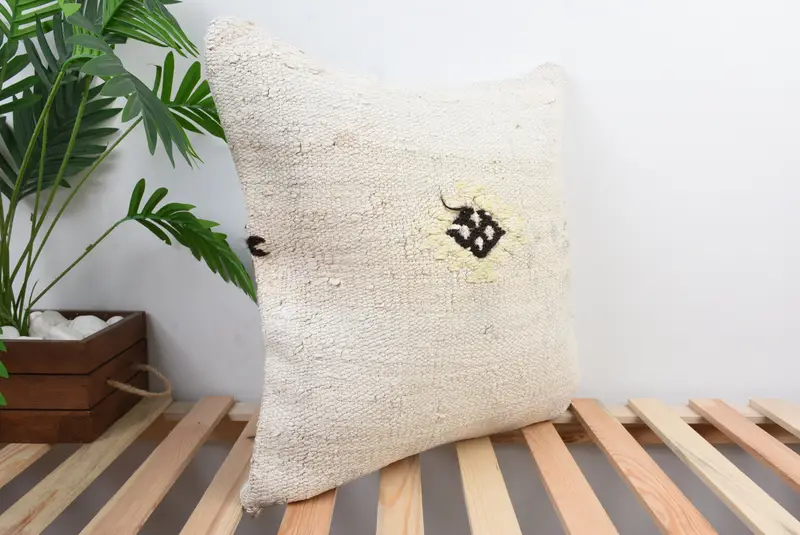 20x20 White Cushion, Tribal Pillow Sham, Kilim Cushion Sham, Pillow Cover, Kilim Pillow, Interior Designer Pillow, Patio Pillow Cover - 5