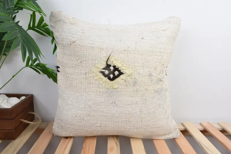 20x20 White Cushion, Tribal Pillow Sham, Kilim Cushion Sham, Pillow Cover, Kilim Pillow, Interior Designer Pillow, Patio Pillow Cover - 1