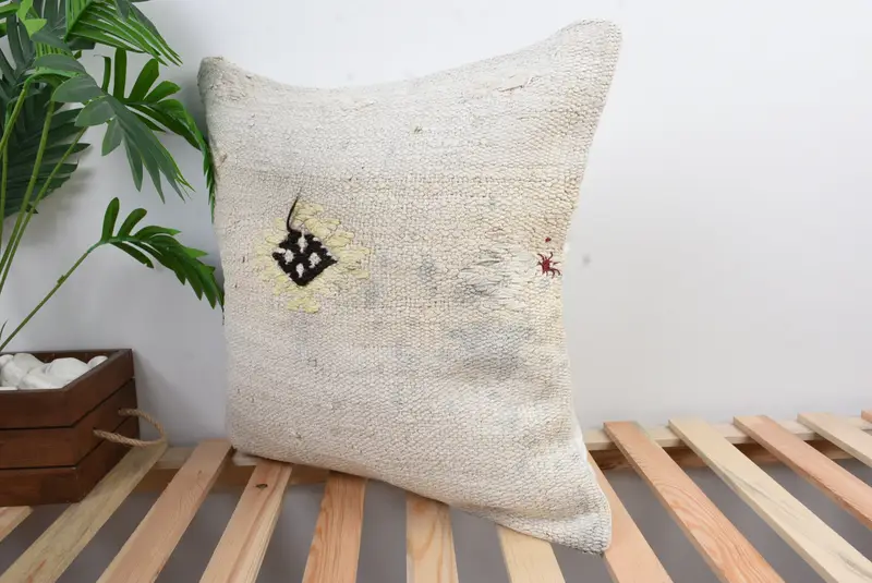 20x20 White Cushion, Tribal Pillow Sham, Kilim Cushion Sham, Pillow Cover, Kilim Pillow, Interior Designer Pillow, Patio Pillow Cover - 4
