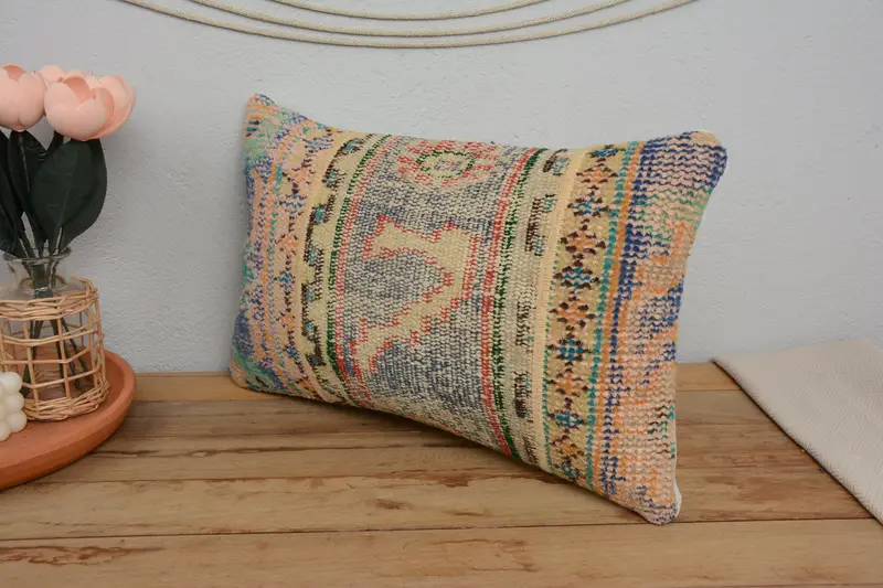 Pillow for Couch, Pillow Case, Home Decor Pillow, Pastel Pillow Cover, Cotton Pillow Case, 12x20 Blue Cushion Cover, Pastel Pillow, Turkish Pillow - 4