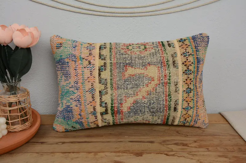 Pillow for Couch, Pillow Case, Home Decor Pillow, Pastel Pillow Cover, Cotton Pillow Case, 12x20 Blue Cushion Cover, Pastel Pillow, Turkish Pillow - 2