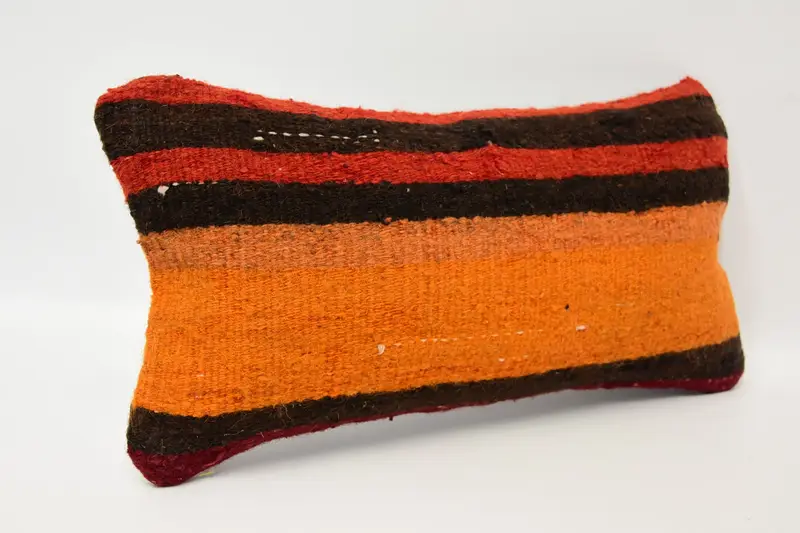 8x16 Orange Pillow Sham, Boho Pillow, Turkish Kilim Pillow, Yoga Pillow, Lounge Throw Pillow Sham, Bolster Pillow, Cushion Case, Turkish Pillow - 3