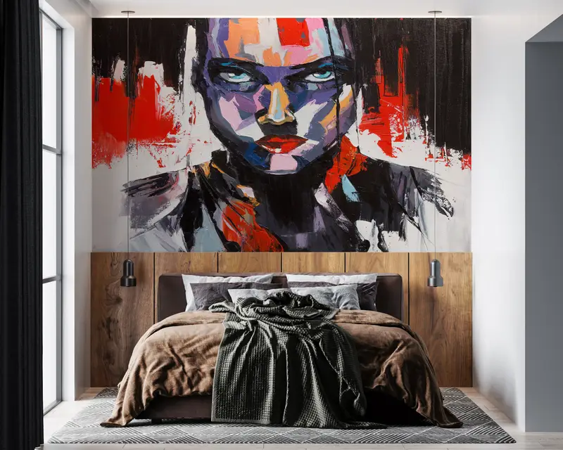Paper Wall Art, Modern Wall Paper, Abstract Mural, Abstract Human Painting, Bright Wall Paper, Abstract Portrait Wallpaper, - 7