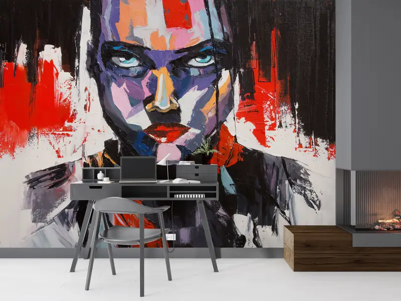 Paper Wall Art, Modern Wall Paper, Abstract Mural, Abstract Human Painting, Bright Wall Paper, Abstract Portrait Wallpaper, - 5