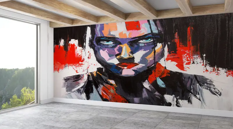 Paper Wall Art, Modern Wall Paper, Abstract Mural, Abstract Human Painting, Bright Wall Paper, Abstract Portrait Wallpaper, - 6