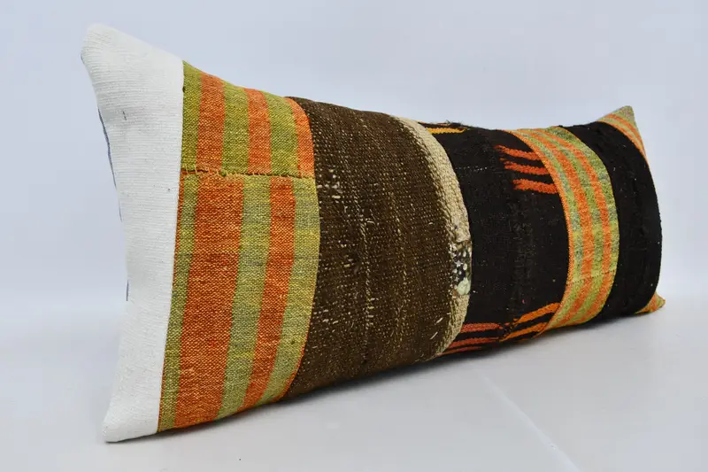 Vintage Kilim Pillow Cushion, Pillow for Couch, Pillow Cover, Seat Pillow Case, Boho Pillow, Boho Pillow Sham Cover, 16x36 Brown Pillow Case - 3