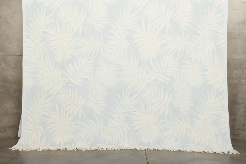 Beach Towel Personalized Turkish Cotton Baby Blue Floral, 40x63 Inches