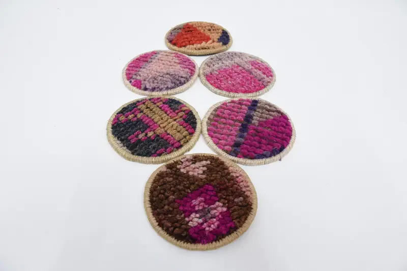 Bohemian Round Coaster, Pink and Brown Decorative Coaster