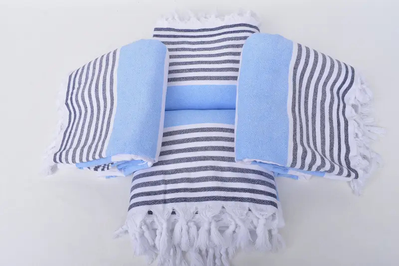 Quick-drying peshtemal towel for poolside, Turkish towel, 68x36 Cotton Striped Terry Towel, Sand-free towel, Valentines Gift, Bridesmaid Gifts - 6