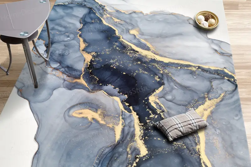Pırıltılı Modern Mermer Baskılı Halı, Lüks Soyut Tasarım
